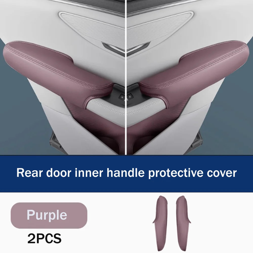 For BYD Seal U Sealion 6 Song Plus DM-i EV 2023~2025 2024 LHD Car Inner Door Handle Leather Protective Cover Interior Accessorie