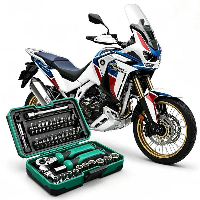 40PCS Portable Universal Motorcycle Repair Tool Kit Socket Wrench Set For Honda Africa Twin 1100 1000 650 CRF1100 L NT1100