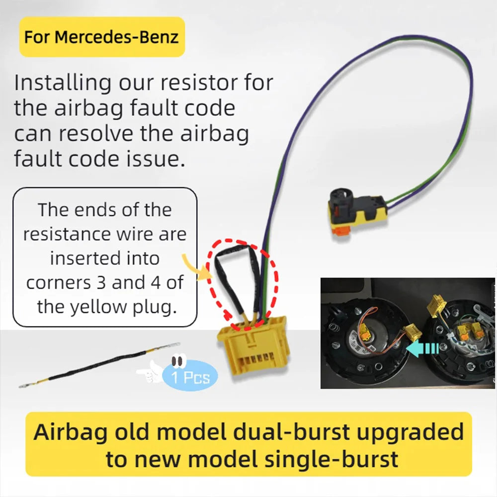 For Mercedes Benz Converting Older Dual-sensor Airbags To Newer Single-sensor Resistors Resolving Airbag Fault Codes