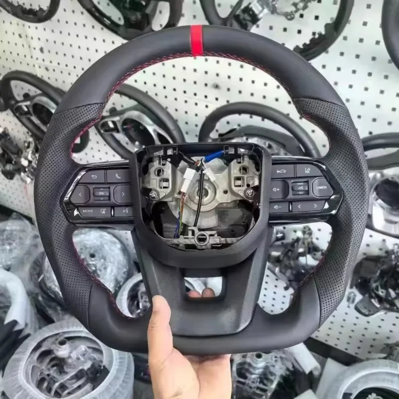 غطاء عجلة قيادة سيارة من الجلد الطبيعي مخصص لسيارات تويوتا لاند كروزر LC200 LC300 برادو 120 150 200 LC79 LC70 LC76