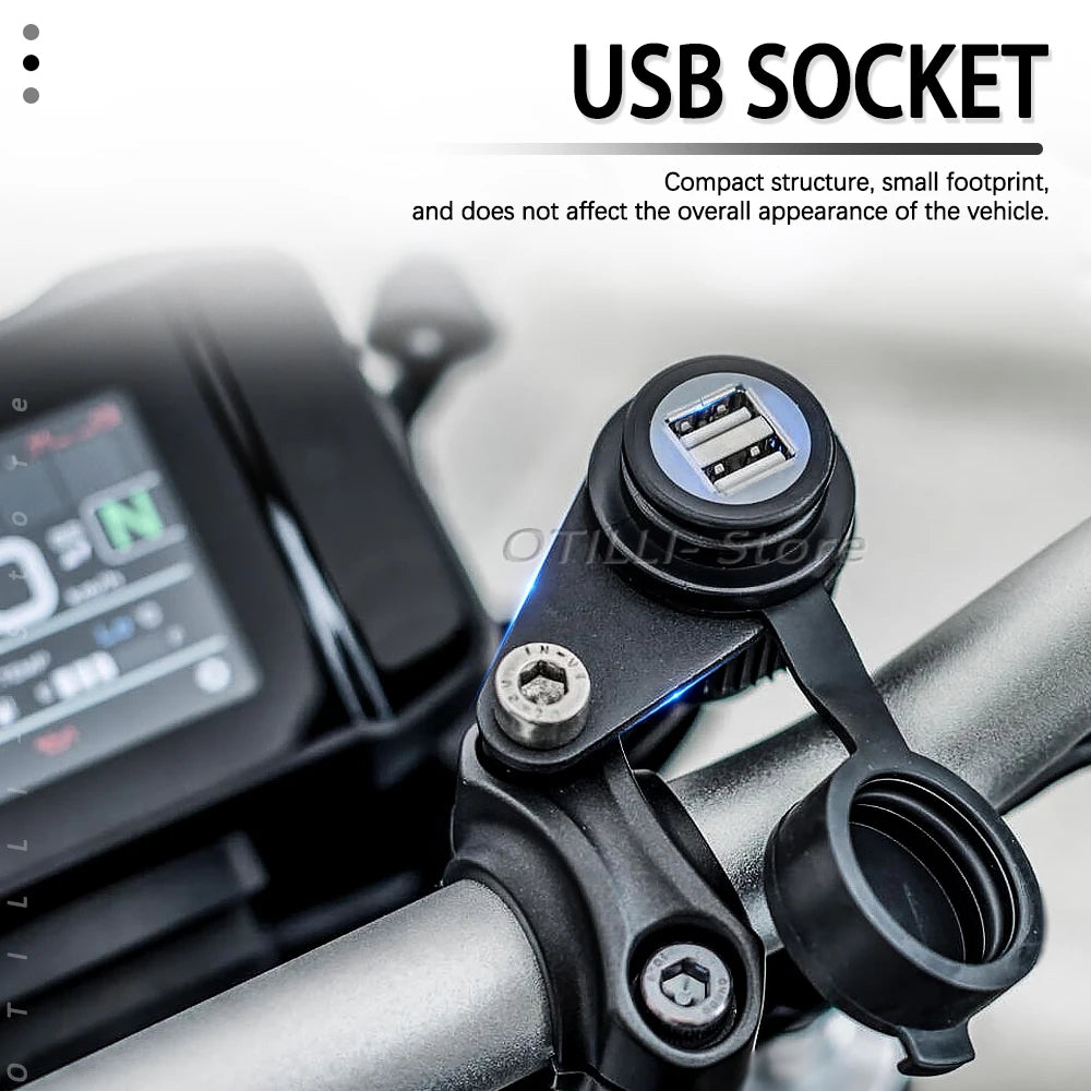 Motorcycle Double USB Socket For Yamaha MT-07 MT-09 SP Tracer 900 FZ-09 FZ-07 Tracer XSR 700 12V DV Outlet Converter USB Adapter