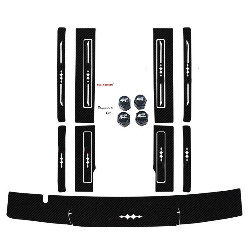 For BYD Leopard 8 2024 2025 Car Door Sill Leather Stickers Protection Plate Carbon Fiber Threshold Accessories 13 Pieces