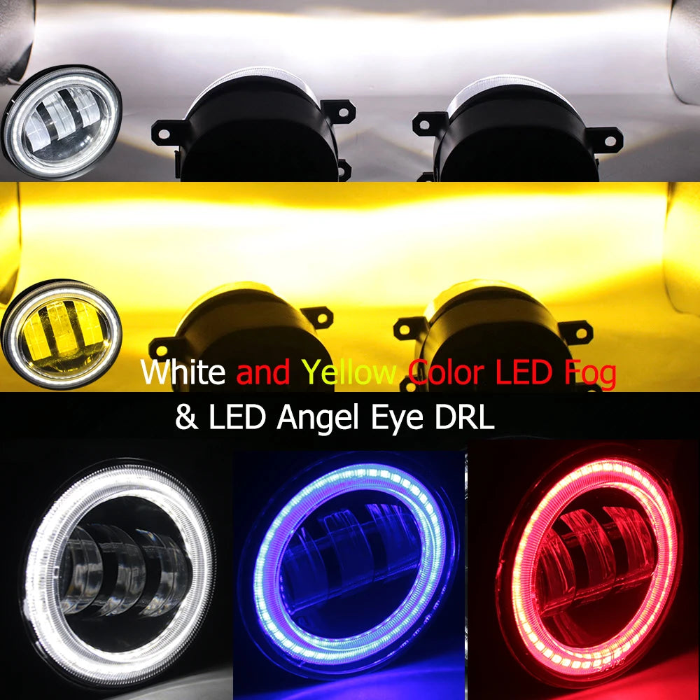 Two-Color Led Fog Lights Angel Eyes Day Light High Power 40W For Nissan Pathfinder MK4 R52 Facelift 2017 2018 2019 2020