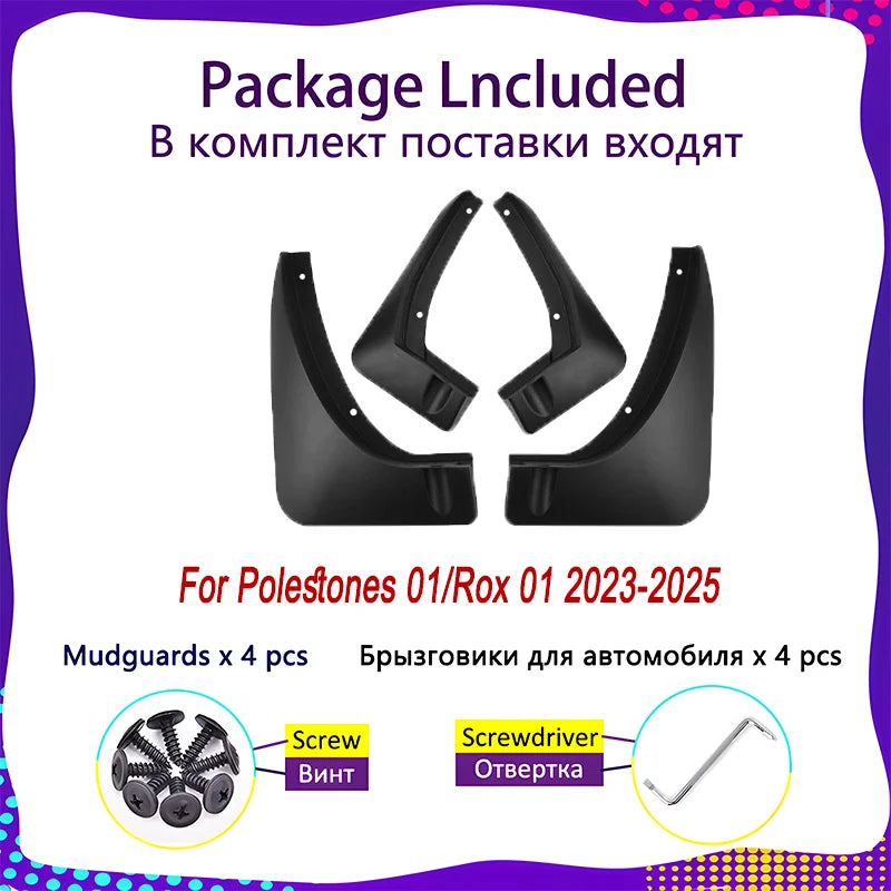 4 PCS Mud Flaps For Polestones 01 2023 2024 2025 Rox 01 Mudflaps Splash Guards Front Rear Flaps Fender Mudguards Car Accessories