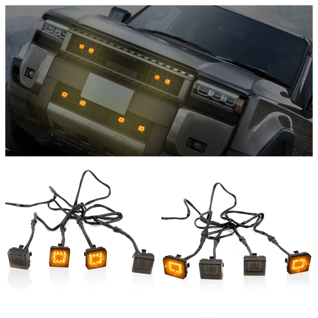 مناسب لسيارة تويوتا لاند كروزر برادو J250 LC250 2024 2025 ضوء شبكة أمامية LED مصباح تحذير للقيادة النهارية شبكة DRL ضوء أصفر