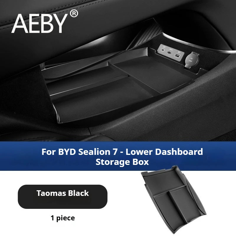 AEBY For BYD Sealion 7 2024 Center Console Organizer Waterproof Anti-Slip Central Lower Layer Storage Tray Interior Accessories