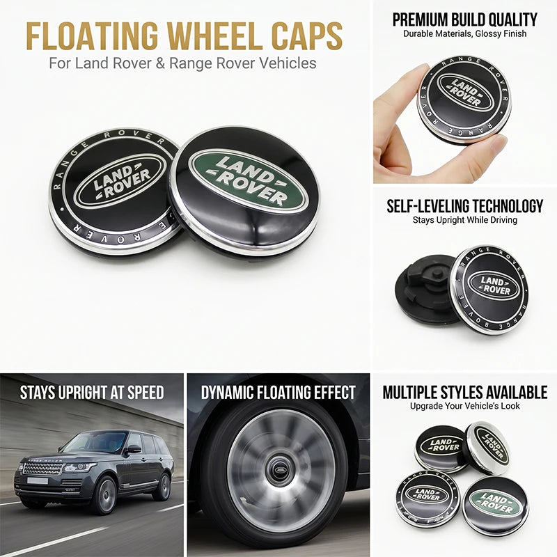 4Pcs 60mm Floating Wheel Center Caps Hub Cover For Land Rover Range Rover Discovery Evoque Sport Defender Velar Premium Pro