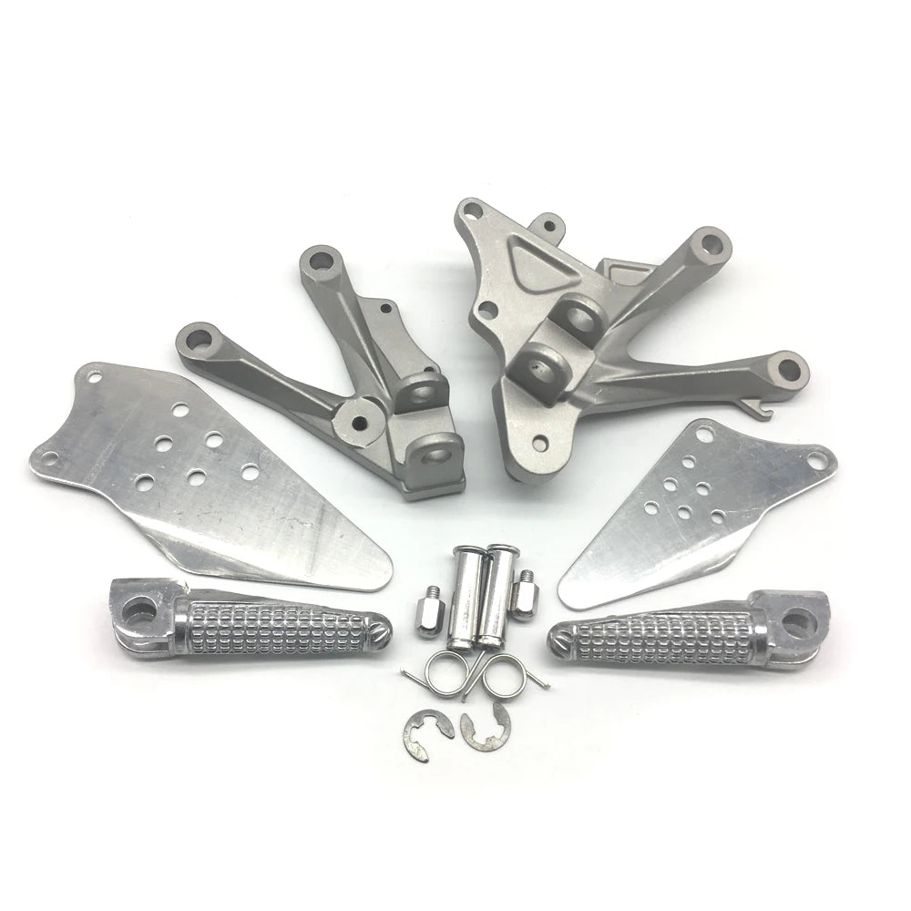 Silver Front Rider Foot Pegs Footrest Bracket For Kawasaki Ninja ZX10R 2006-2010
