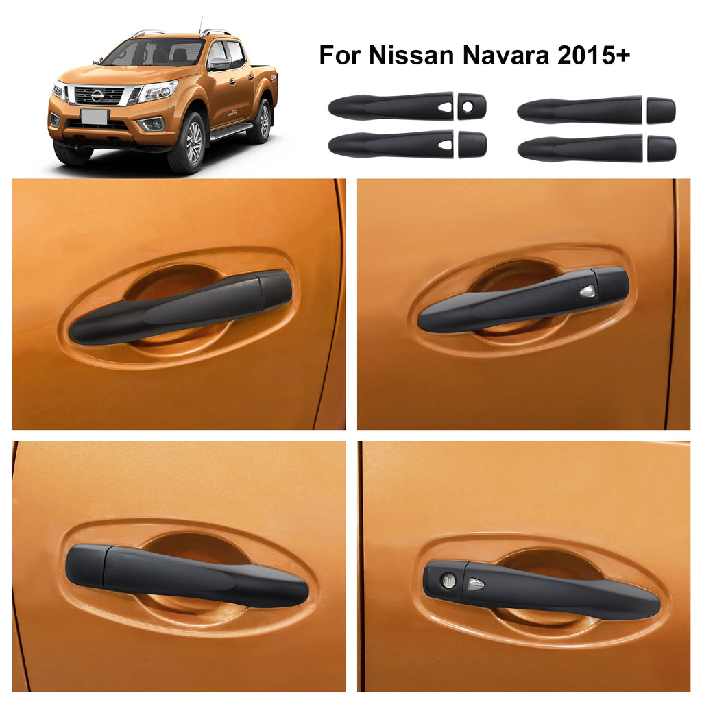 4pcs Matte Black Car Door Handles Decorative Cover Trim for Nissan Navara NP300 Frontier 2015 2016 2017 2018 2019 2020 2021 2022
