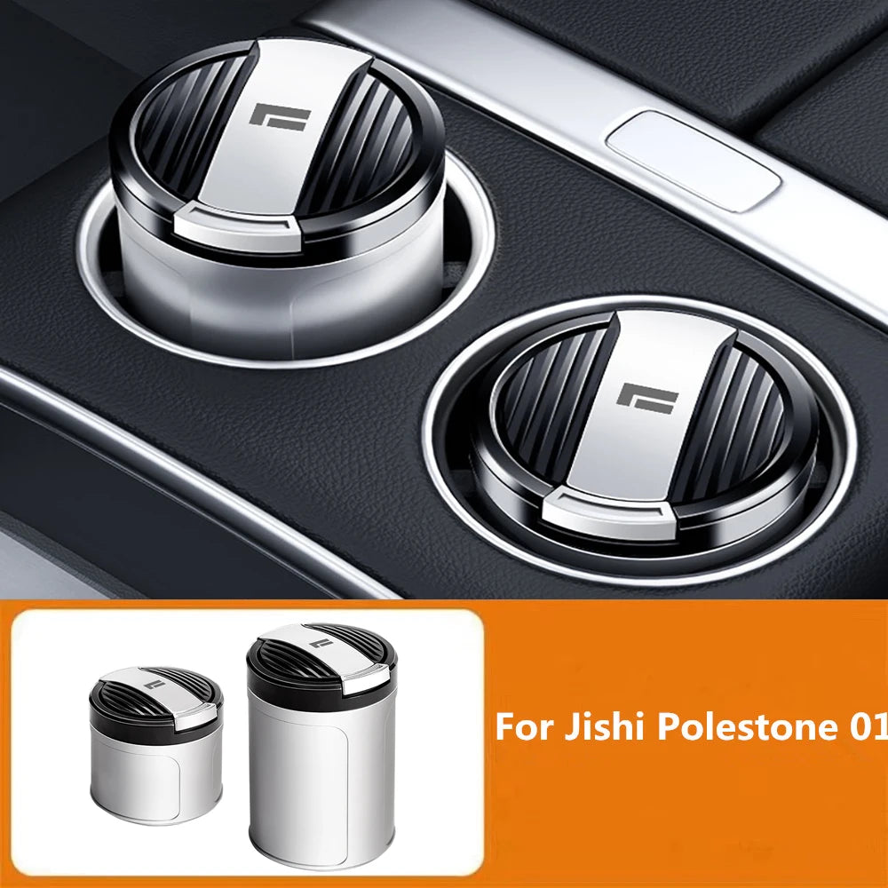 Car Ashtray With Lid LED Light Fit For  2023 2024 2025 2026 BAIC JISHI Polestone 01 Rox 01 Metal Lined Car Interior Ashtray