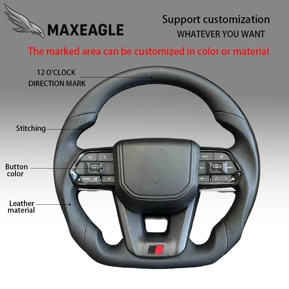MAXEAGLE For Toyota GT86 Fortuner FJ Cruiser Hiace Land Cruiser LC70/76/79 Crown Alphard Vellfire Hilux Leather Carbon Steering