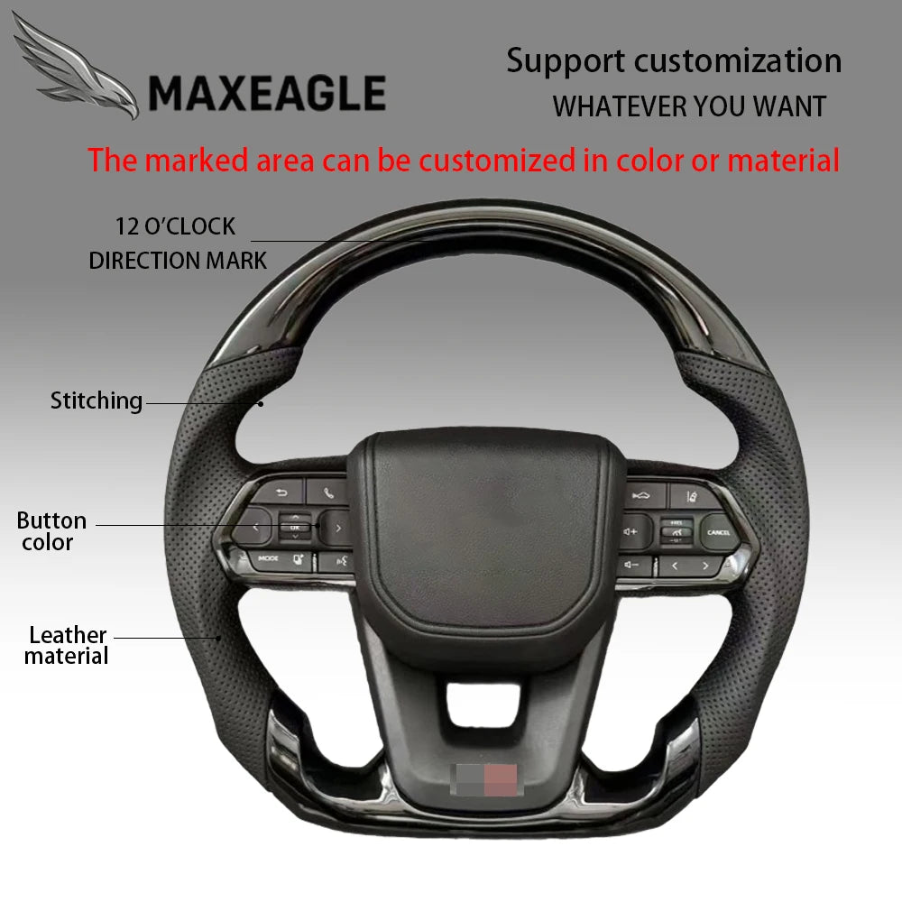 MAXEAGLE لعجلة قيادة تويوتا GT86 فورتشنر FJ كروزر هايس لاند كروزر LC70/76/79 كراون ألفارد فيلفاير هايلكس جلد كاربون
