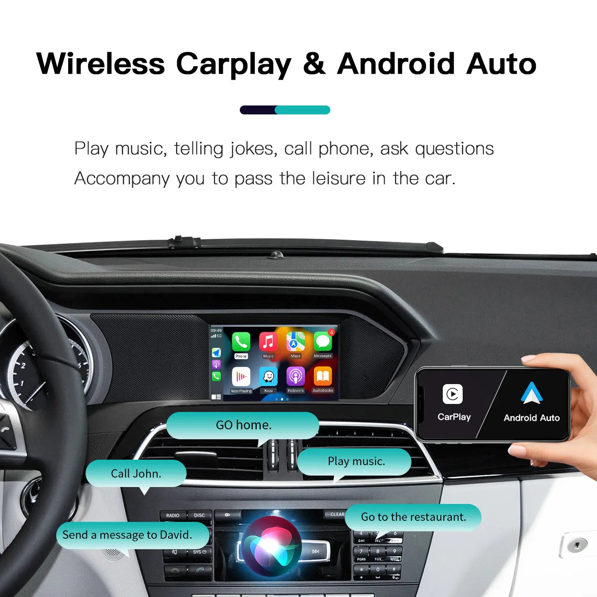 Android Auto CarPlay Mirror Link Airplay NTG4.5/NTG5.0 Wireless For Mercedes-Benz ML/GL W166/X166 2012-2015  Siri
