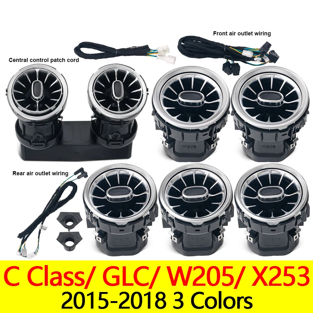 For Mercedes Benz Ambient Lights W205 X253 GLC Turbine Nozzle Air Vent Atmosphere 4D Rotating Tweeter Speaker Copilot LED Strip