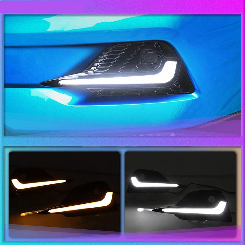 2 قطعة مصباح تشغيل نهاري LED ديناميكي إشارة انعطاف صفراء للسيارة DRL 12 فولت مصباح ضباب LED لنيسان قشقاي 2019 2020 2021 2022