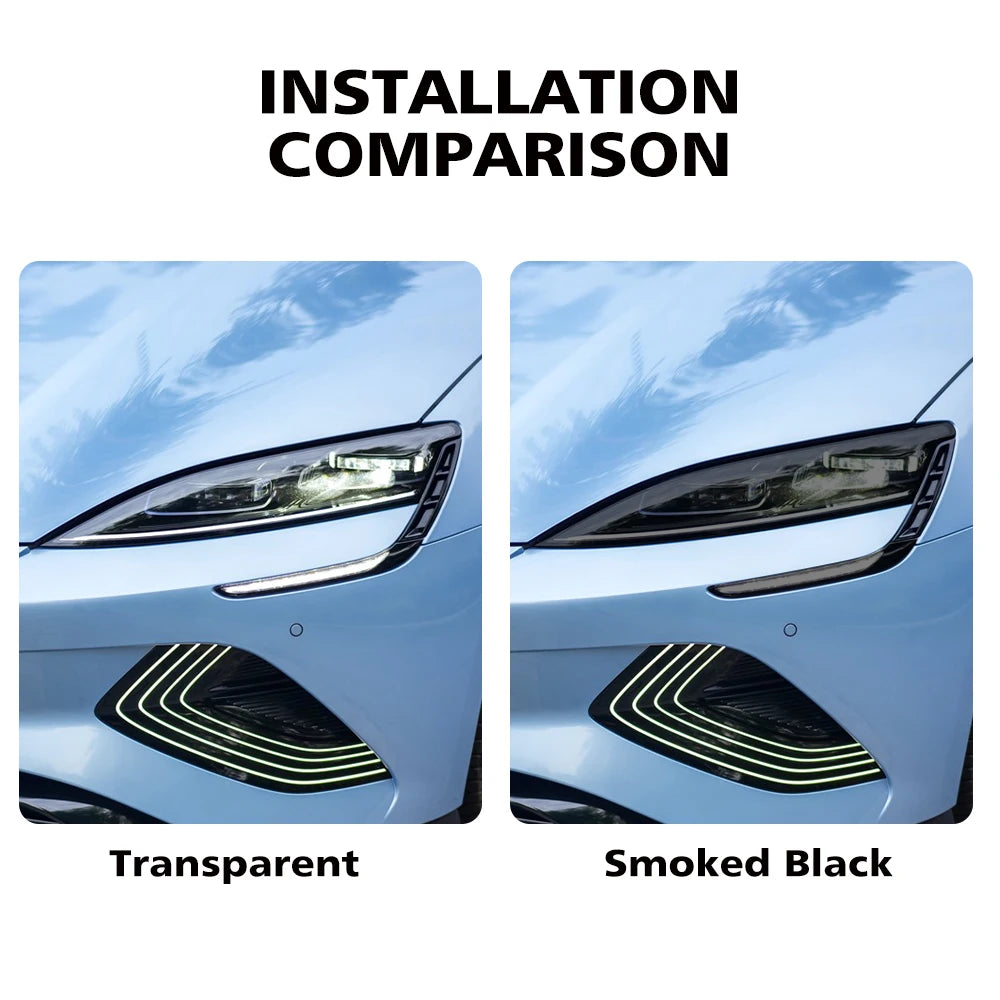 For BYD Seal 2023-2025 Smoke Black Car Headlight Protective Film TPU PPF High-Gloss Vinyl Film Pre-cut Anti-Scratch Custom Fit