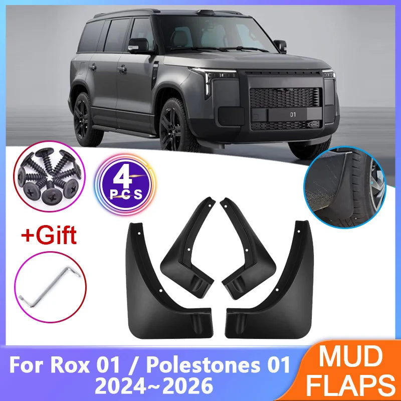 For Rox 01 Polestones 01 2024 2025 2026 Car Mudguards Anti-splash Mud Flap Guard Wheel Fender Mudflaps Tools Accessories 4PCS
