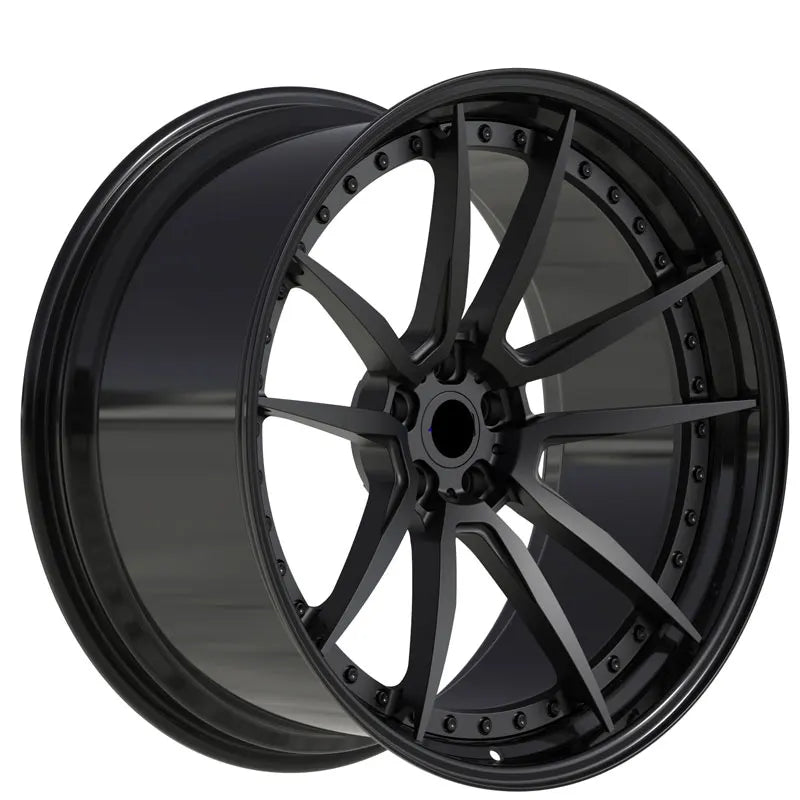 Matt Light Black 2-Piece Forged Wheels 5-Spoke With Black Bolts For BMW For Audi For Mercedes For Porsche
