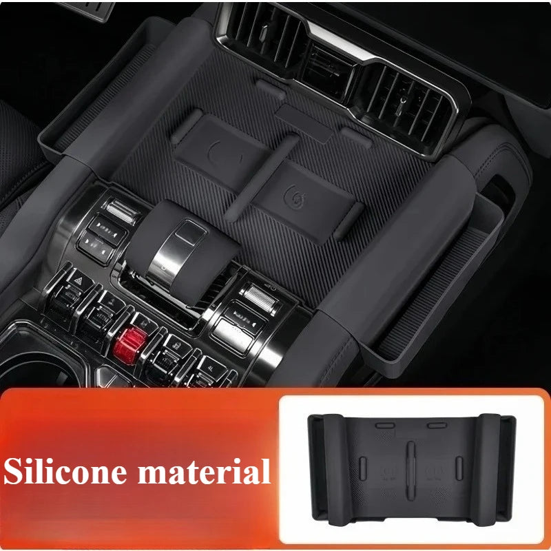 For BYD Leopard 8 Auto Wireless Charging Silicone Pad Modified Auto Center Control Anti-skid Pad Storage Box Upgrade Parts