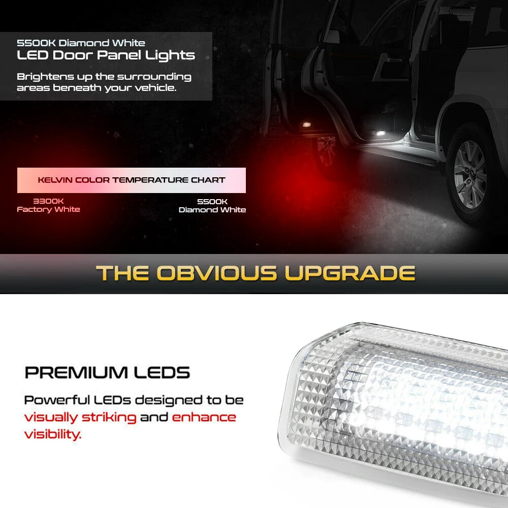 2Pc LED Door Courtesy Interior Light For Toyota Land Cruiser Prado 4Runner Sienna Avalon Sequoia Venza Previa Crown Wish Alphard