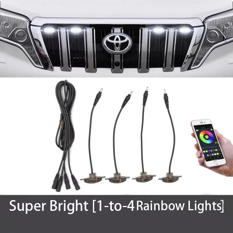 4Pcs 6Pcs Front Grille LED Lights For Toyota Land Cruiser Prado 150 120 Amber DRL Daytime Running Warning Grill Lamps