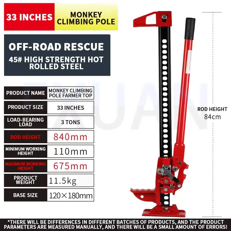 20/33/48 Inch Farm Jack High Lift Jack Off Road Recovery Jack 3 Ton Vehicle Lifting Tool For Jeep SUV Truck ATV UTV 4WD