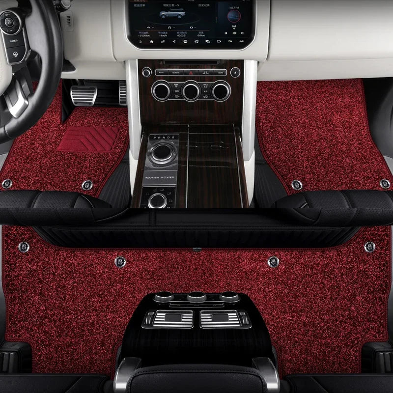 Custom Fit Floor Mat ECO Cowhide Leather for 5 Seaters Land Rover Range Rover Sport Velar Evoque Discovery 4 5 Defender