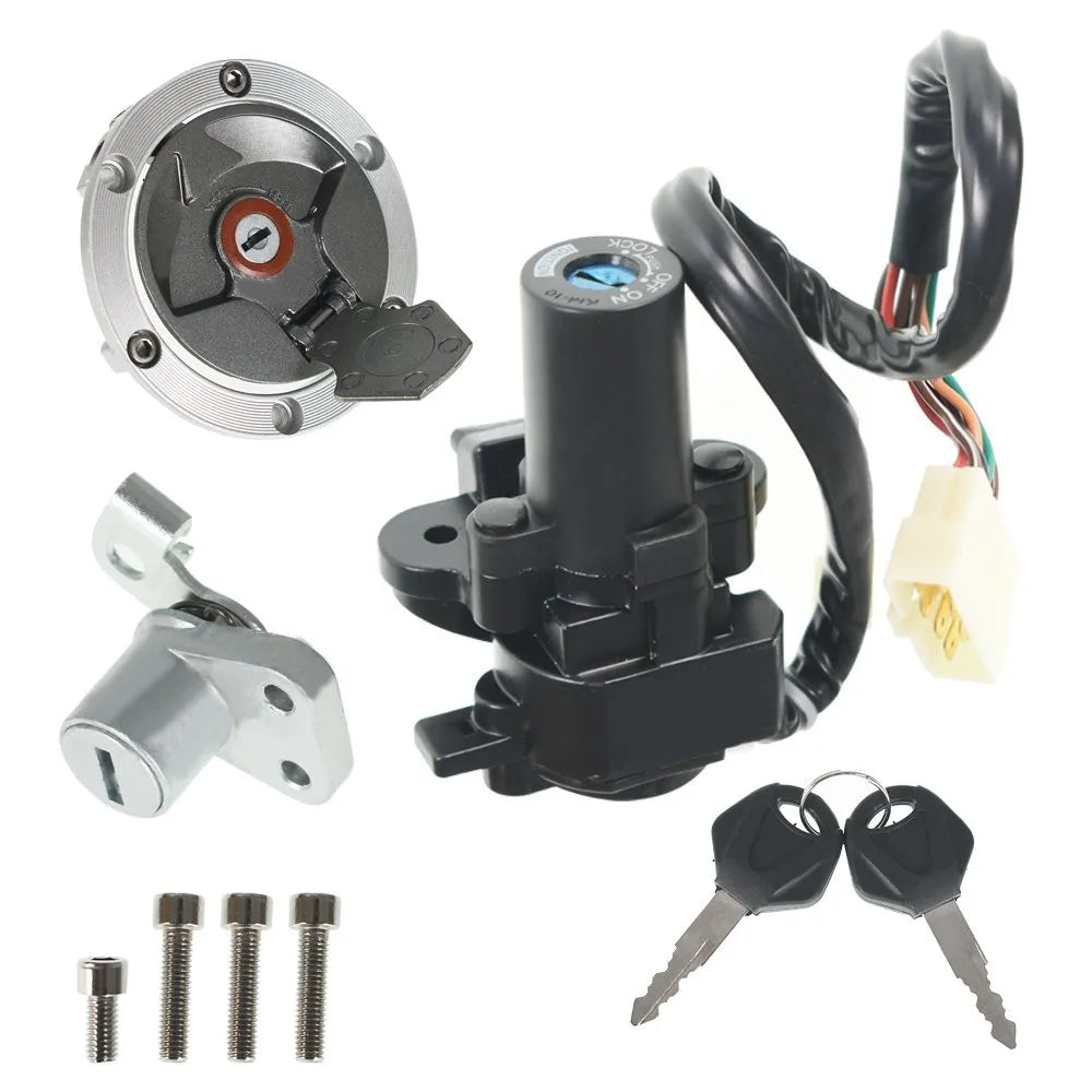 2008-12 For Kawasaki Ninja 250R EX250J Ignition Switch Lock Gas Cap Cover Set