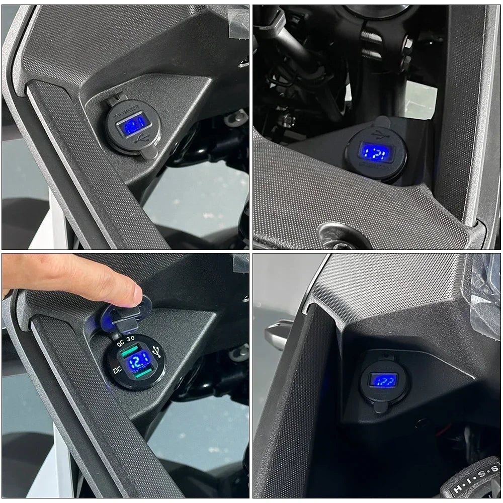 For HONDA XL750 Transalp 750 CRF Africa Twin 1000 1100 QC3.0 USB Charger 12V Power Outlet Connector Plug Dual USB Socket Cable