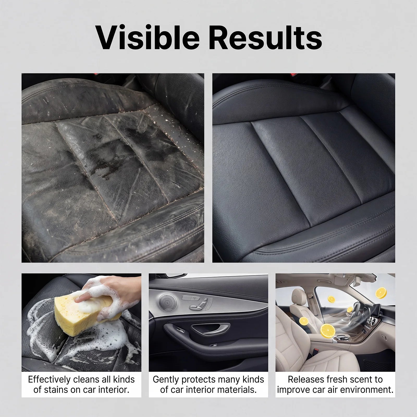 Multi Purpose Foam Cleaning Kit Deep Stain No Scrub Car Interior Universal Detailing Set Household Auto Care Treatment Set