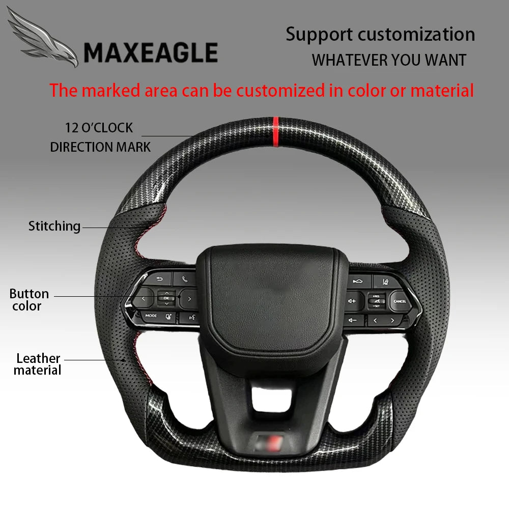MAXEAGLE For Toyota GT86 Fortuner FJ Cruiser Hiace Land Cruiser LC70/76/79 Crown Alphard Vellfire Hilux Leather Carbon Steering
