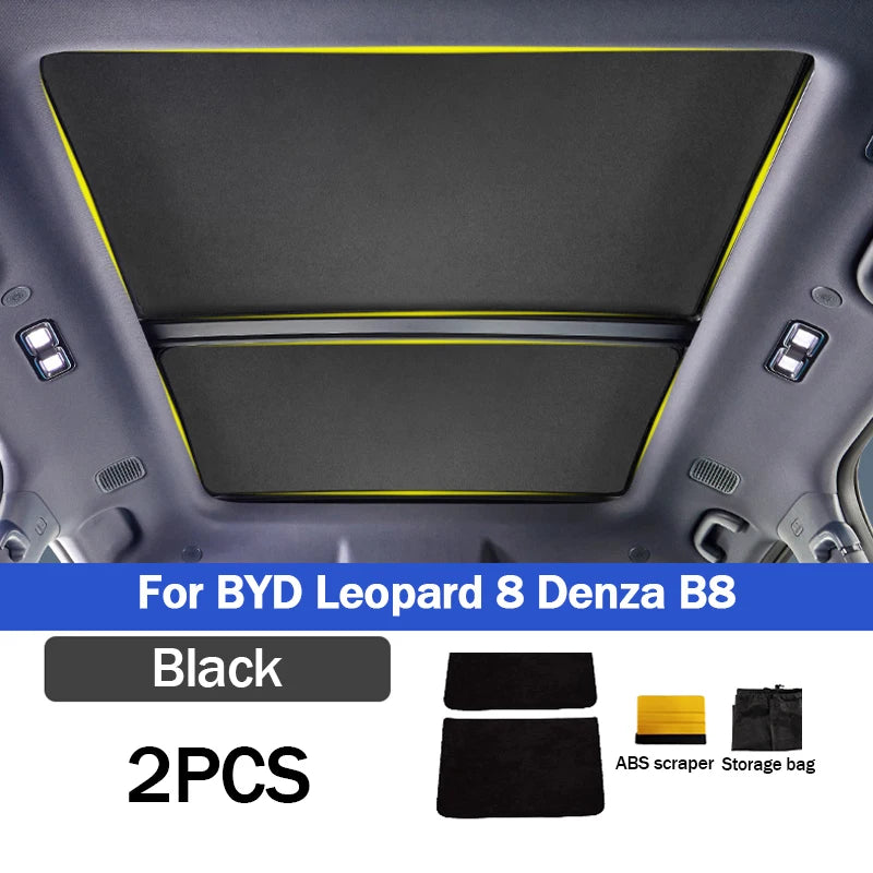 Sunroof Shade Electrostatic Adsorption For BYD Leopard 5/8 Denza B5/8 2024+ Roof UV Protection Thermal Insulation Auto Parts