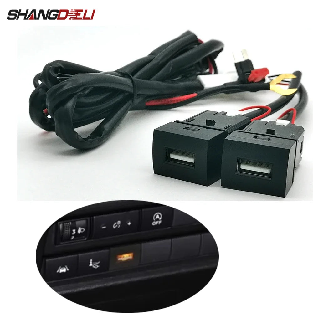 1PC Car QC3.0 USB Phone Charger Dual Interface Socket Adapter Fit For Nissan KICKS SYLPHY 2019 2020 2021 Accessories
