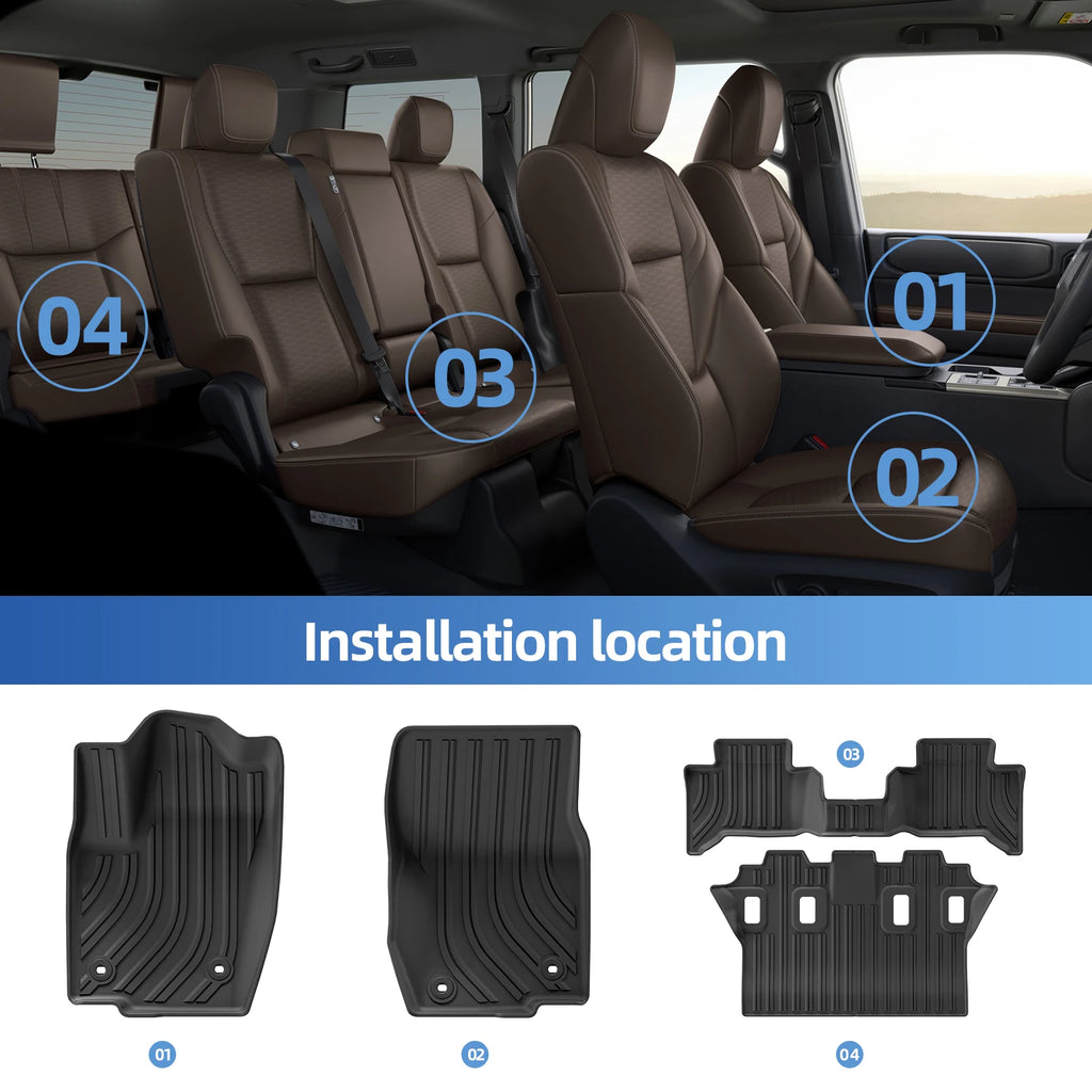 for Toyota Land Cruiser Prado LC250 2024-2025 Car Floor Mats Protective Mat 7 Seats Cargo Liner Trunk Pad Fit For Left Rudder