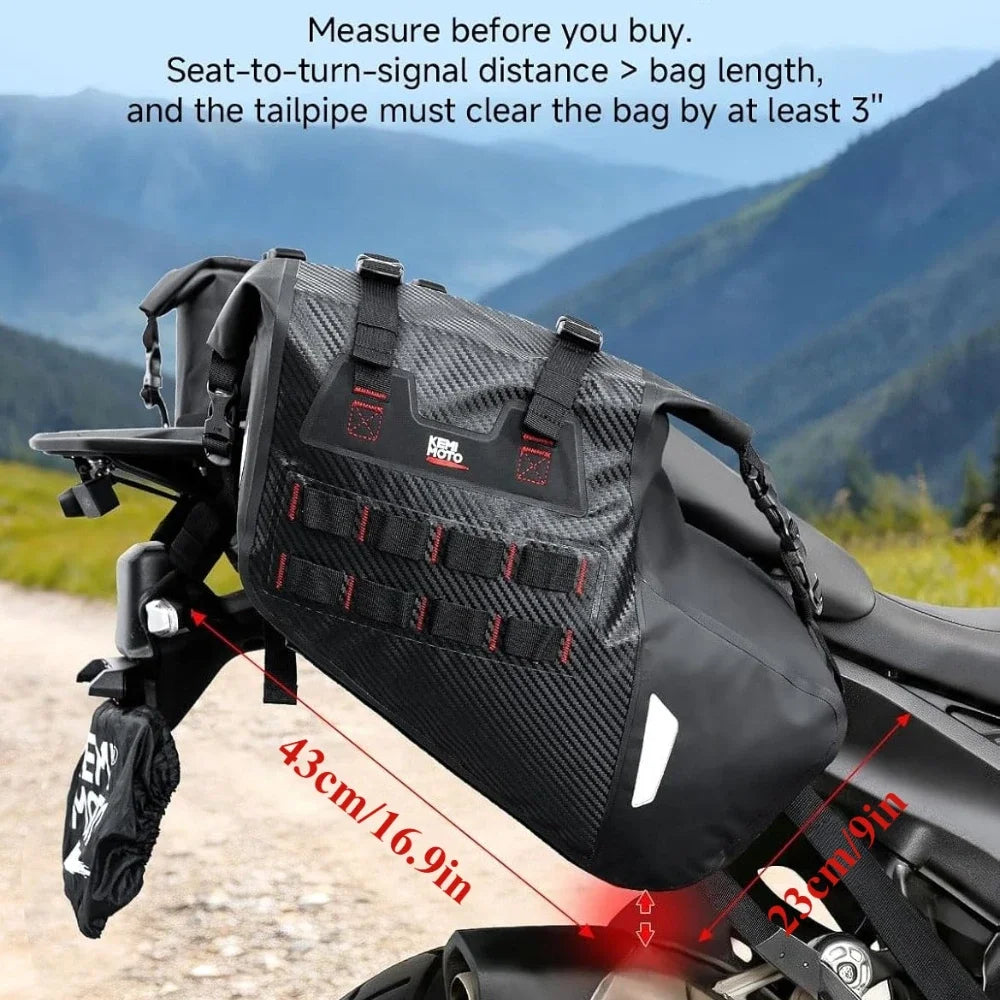 Motorcycle Saddlebags 30L PVC Waterproof Soft Panniers Side Tail Bag for Motorbike Dirtbike Dual Sport Bike Adventure Saddle Bag