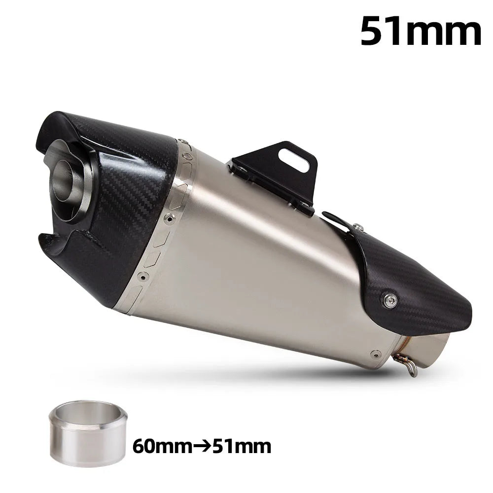 60mm Universal Motorcycle Exhaust Muffler Pipe For Ninja400 ZX4R ADV750 DL650 R3 Sport Bike Adventure Motorcycle