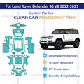 For Land Rover Defender 90 V8 2022-2025 Pre-Cut Paint Protection Film PPF Transparent Car Film Automotive PPF Full Vehicle