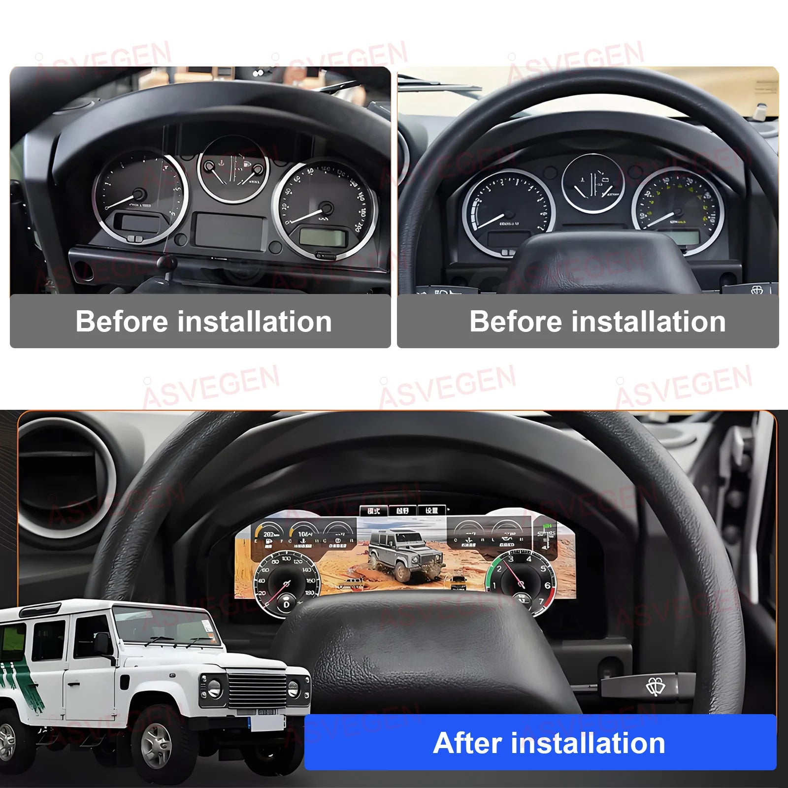 12.3" Digital Instrument Cluster for Land Rover Defender 2012-2016 Full LCD Dashboard Virtual Cockpit Speedometer Retrofit Kit