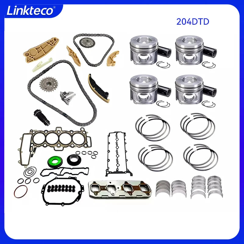Engine Timing Chain Kit Crankshaft Con-rod bearing Piston Full Gasket Set For 2.0 T L AJ20D 204DTA 204DTD Land Rover Jaguar 2.0T