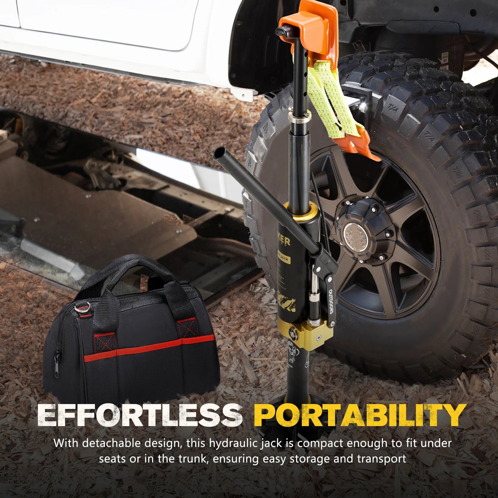 BUNKER INDUST Heavy Duty 19400lbs Portable Hydraulic Recovery Jack for Off-Road Vehicles 4x4 Truck Emergency Rescue Tool