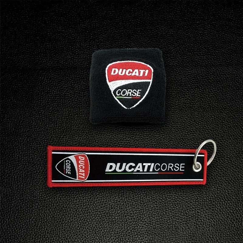 for Motorcycle Embroidery Front Fluid Oil Brake Reservoir Sock Cover Ducati Monster Panigale Diavel Superleggera V4 V2 Scrambler
