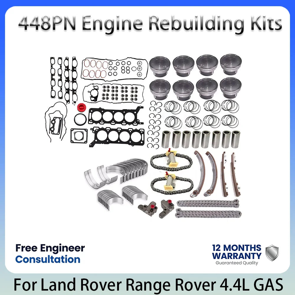 448PN Engine Overhaul Kit Timing Gasket Bearing Piston Ring Set For Land Rover 4.4L 4.4 L T GAS Engine Repair Spare Parts 05-13
