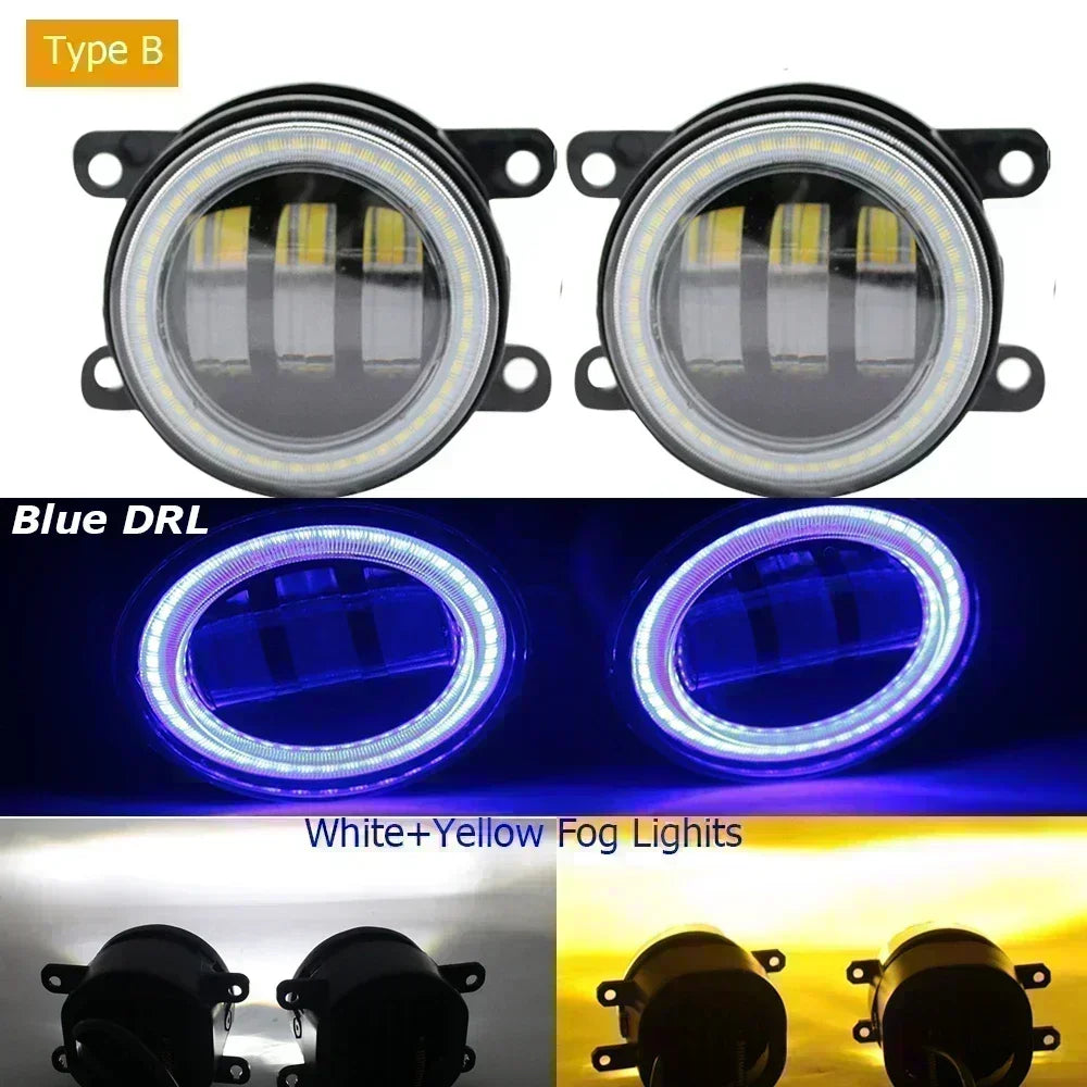 Two-Color Led Fog Lights Angel Eyes Day Light High Power 40W For Nissan Pathfinder MK4 R52 Facelift 2017 2018 2019 2020