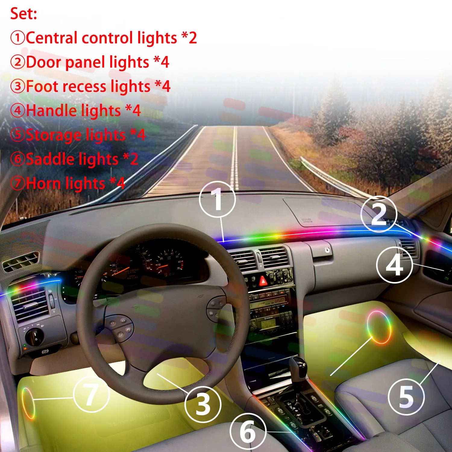 For BYD Seagull 2024 2025 2026 EQ Dolphin Mini 2/24 in 1 Car Atmosphere Light Lamp RGB Shade Ensemble Streamer Atmosphere Set