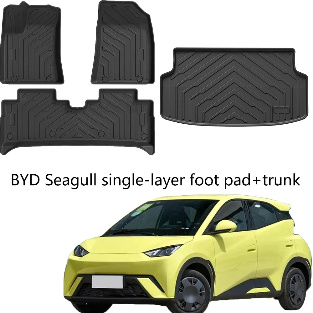 TPE Full Coverage Car Floor Mats Custom Fit BYD Seagull 2023-2026 Waterproof Anti-slip Auto Foot Liners EV Interior Protector