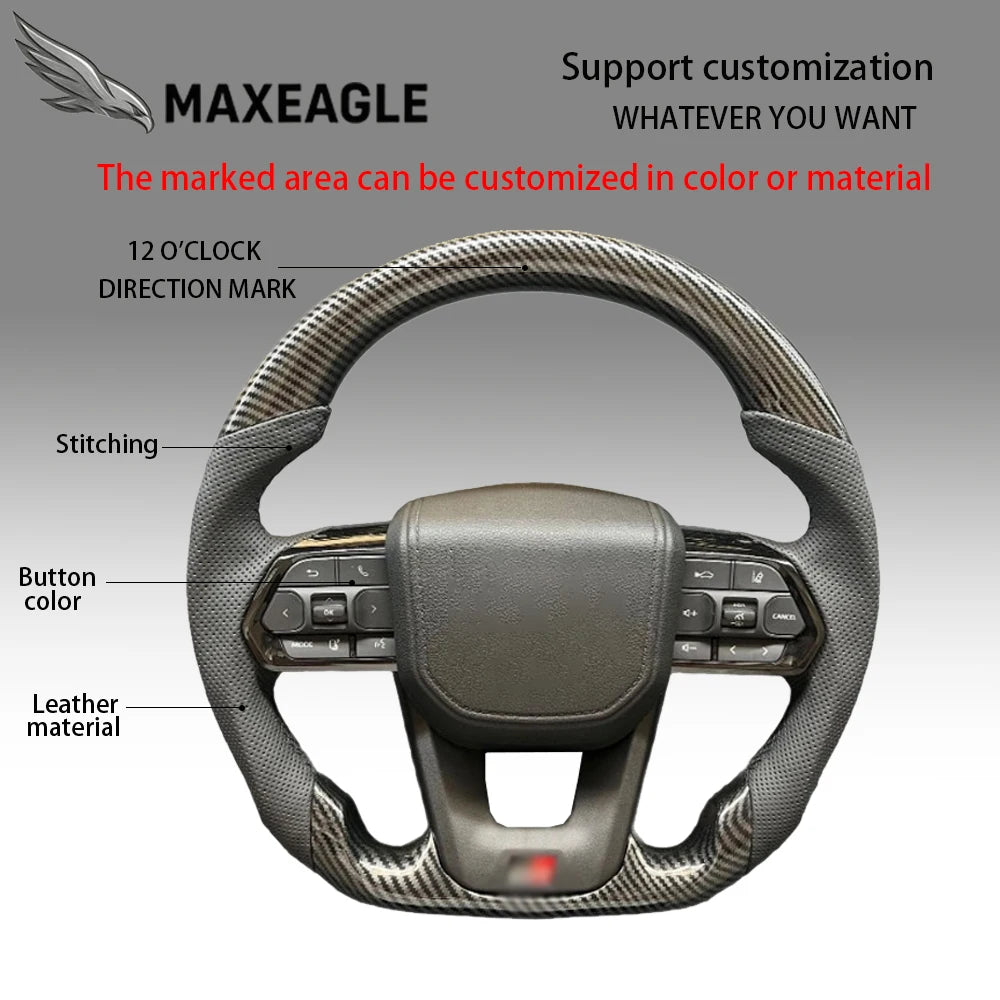 MAXEAGLE For Toyota GT86 Fortuner FJ Cruiser Hiace Land Cruiser LC70/76/79 Crown Alphard Vellfire Hilux Leather Carbon Steering