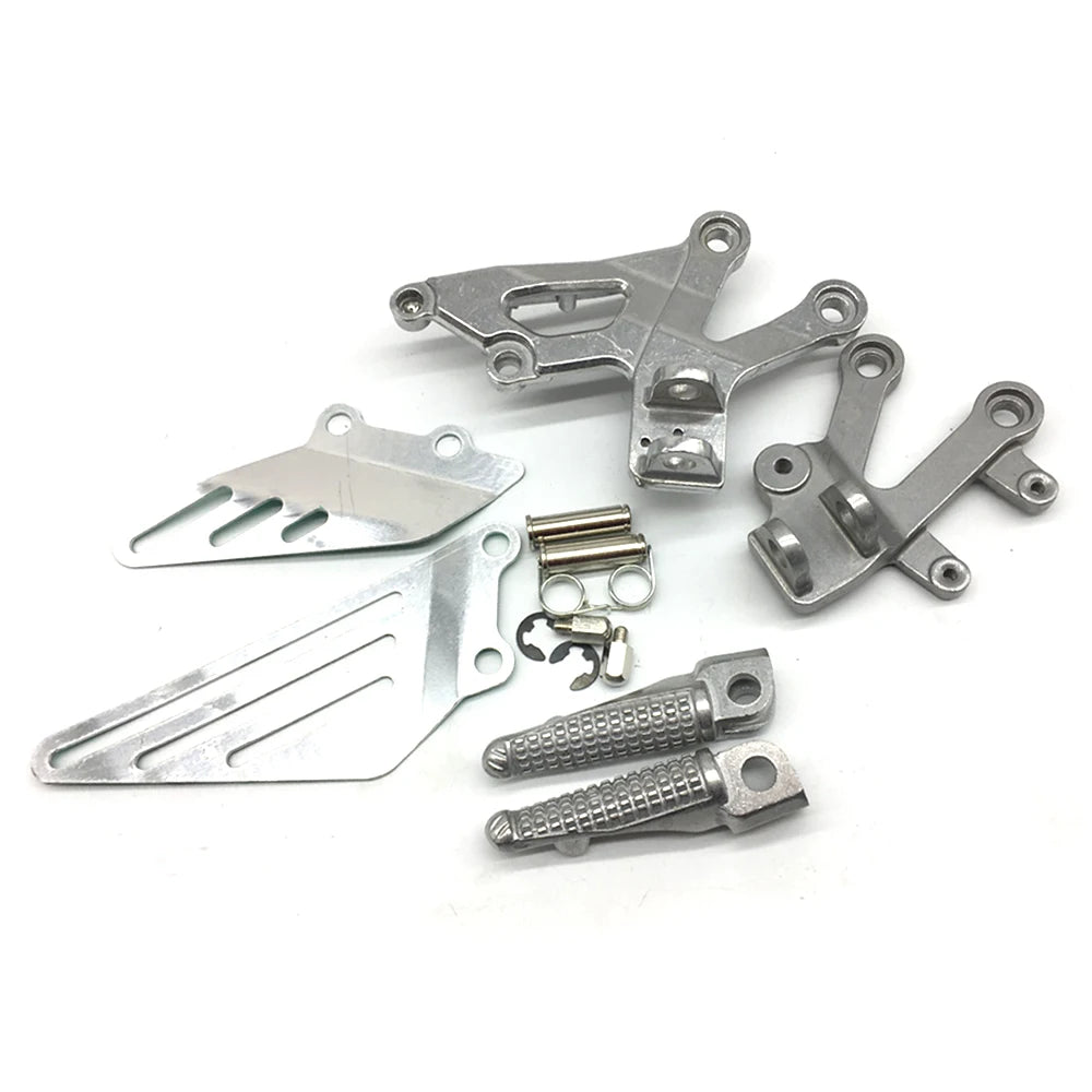 Motorcycle Silver Front Rider Foot Pegs Footrest Bracket Fit For Kawasaki Ninja ZX12R 2002-2005