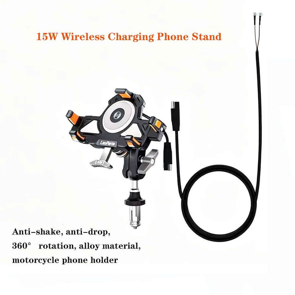 Mobile Phone Stand for Kawasaki Ninja 1000SX, 1100SX 2021–2026 Aluminum Shock-Absorbing 360° Adjustable Metal Navigation Stand