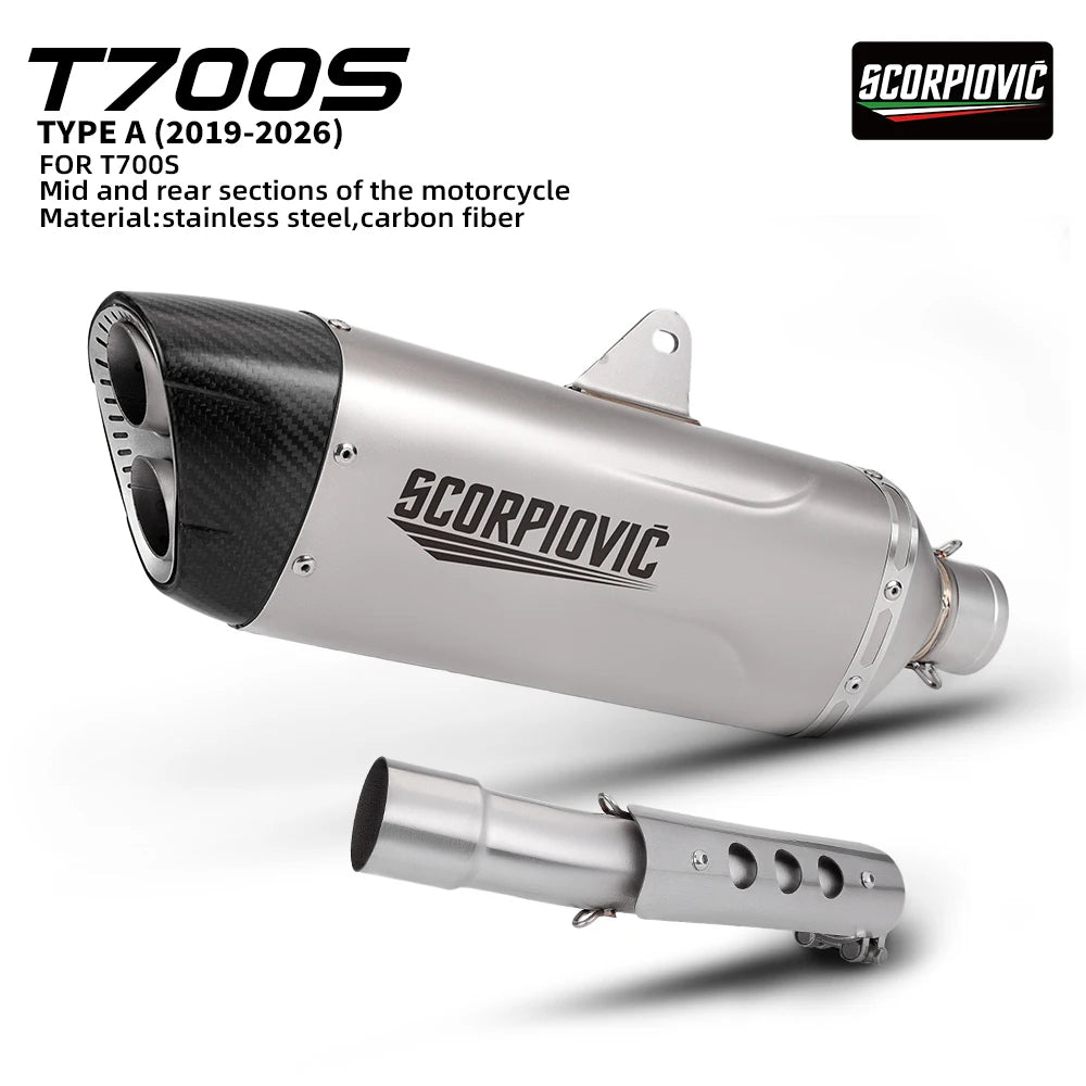 Slip-On Exhaust Muffler With Mid Link Pipe For Yamaha Tenere 700 T700s 2019-2025 Motorcycle Escape Syste