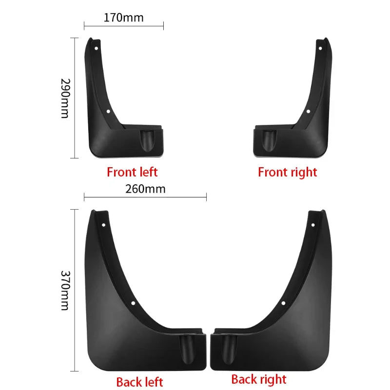 4PCS Rear Set Splash Guards For Rox 01 Polestones 01 2023 2024 2025 2026 Front Rear Mudguard Mudflap Fender Car Auto Accessories